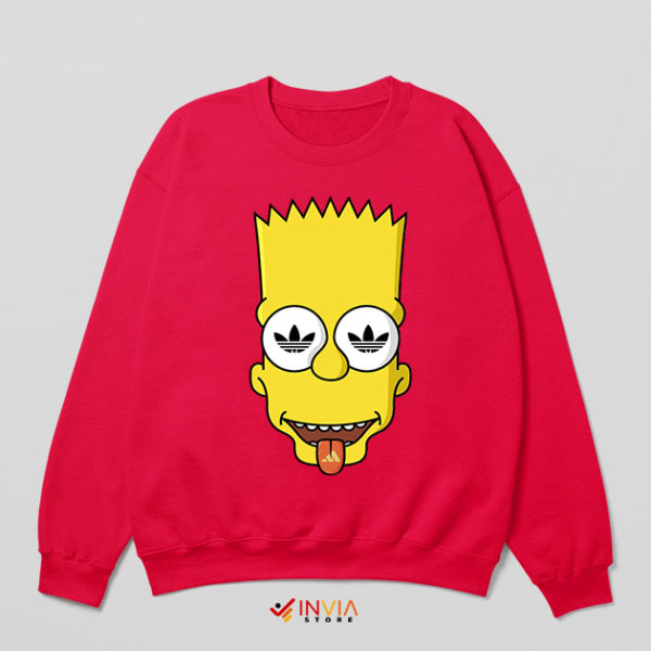 Bart Simpsons Friends Meme Adidas Red Sweatshirt Funny