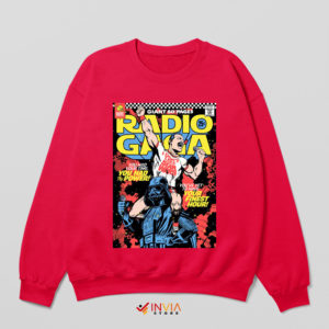 1984 Comic Art Radio Ga Ga Red Sweatshirt