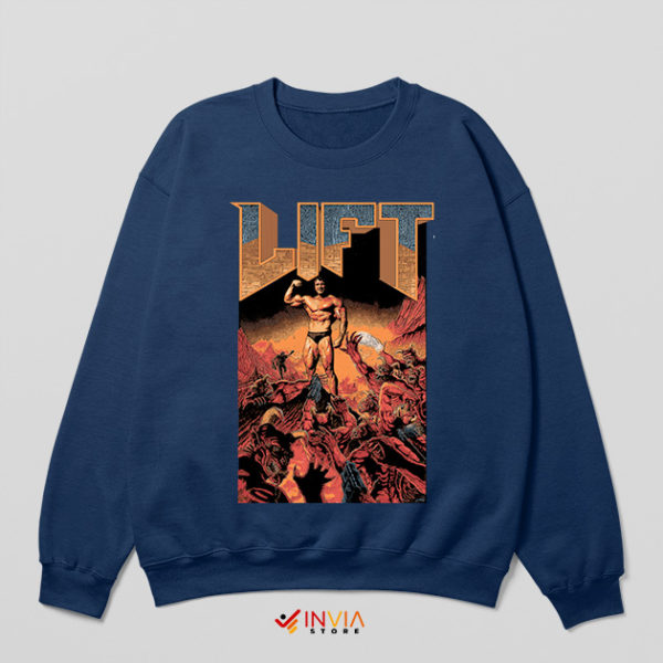 Arnold Age Poster Doom Games Navy Sweatshirt