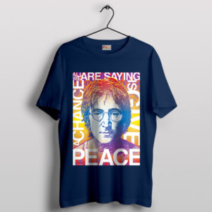 Art Lyrics John Lennon Self Portrait Navy T-Shirt