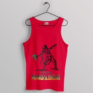 Baby Yoda Banksy Art Thrower Red Tank Top