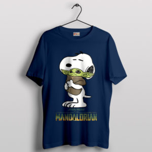 Baby Yoda Good Morning Snoopy Navy T-Shirt