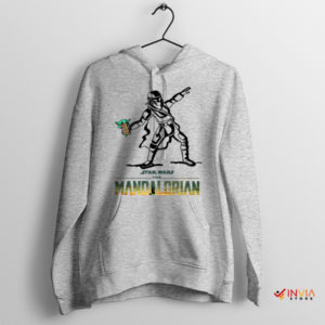 Banksy Flower Thrower Din Djarin Grogu Sport Grey Hoodie