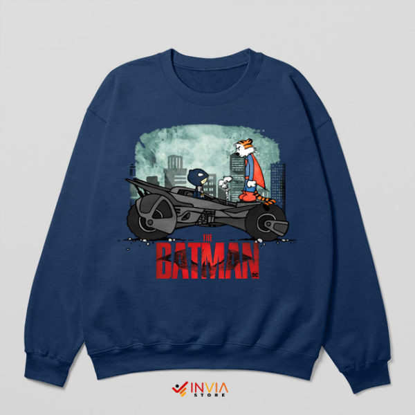 Batmobile Calvin Hobbes Batman Navy Sweatshirt