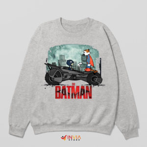 Batmobile Calvin Hobbes Batman Sport Grey Sweatshirt