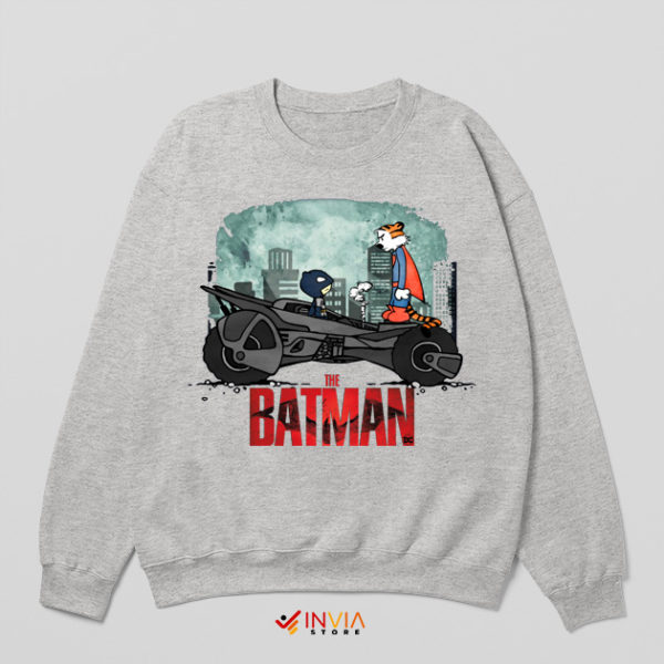 Batmobile Calvin Hobbes Batman Sport Grey Sweatshirt