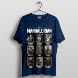 Best Mandalorian 3 Characters Series Navy T-Shirt