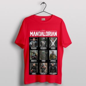 Best Mandalorian 3 Characters Series Red T-Shirt