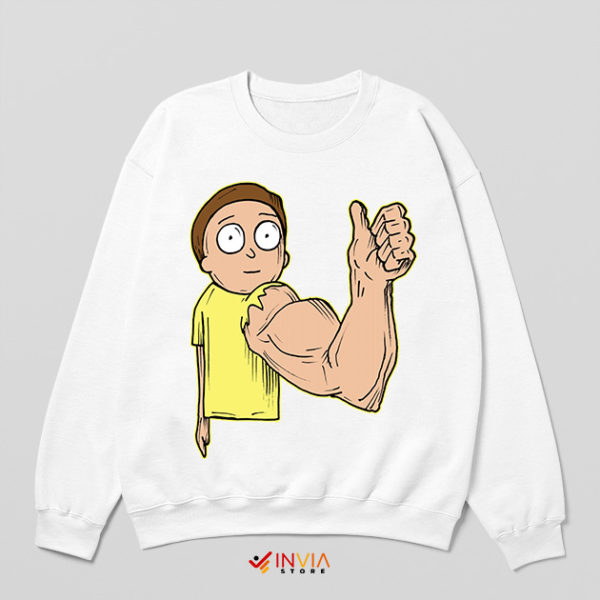 Big Arm Strong Morty Smith White Sweatshirt