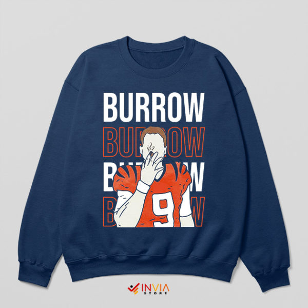 Burrow Bengals Cigar Smoke Meme Navy Sweatshirt