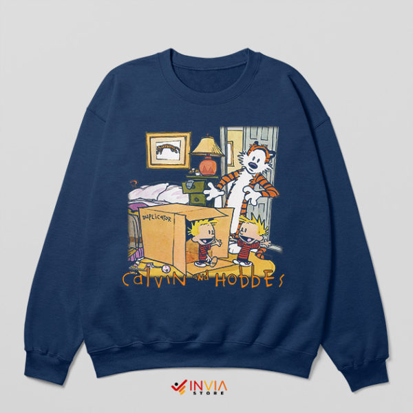 Calvin and Hobbes Vintage Comic Strip Navy Sweatshirt