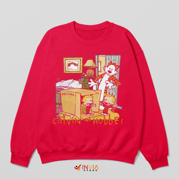 Calvin and Hobbes Vintage Comic Strip Red Sweatshirt