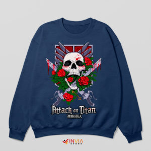 Candy Skull Rose Attack on Titan Navy Sweatshirt