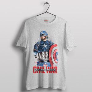 Captain America Civil War Graphic Art Sport Grey T-Shirt