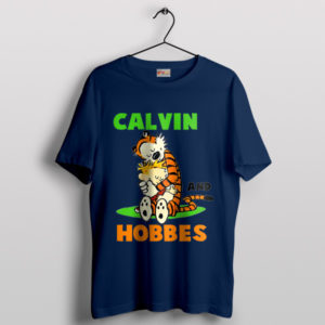 Cartoon Comics Calvin Hobbes Navy T-Shirt