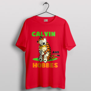 Cartoon Comics Calvin Hobbes Red T-Shirt