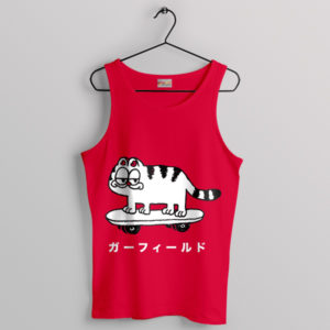 Cat Garfield Cartoon Japanese Art Red Tank Top