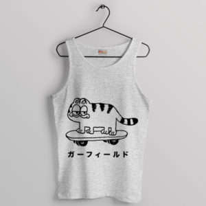 Cat Garfield Cartoon Japanese Art Sport Grey Tank Top