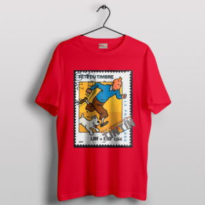 Classic Stamp Adventures of Tintin Red T-Shirt