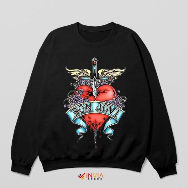 Cold Hard Heart Bon Jovi Art Black Sweatshirt