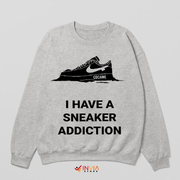Colorful Nike Sneakers Cocaine Addiction Sport Grey Sweatshirt