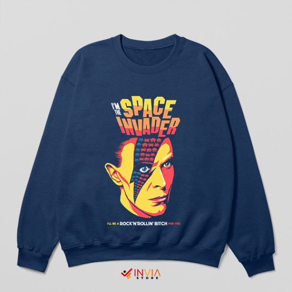 Comic Bowie I'm The Space Invader Navy Sweatshirt