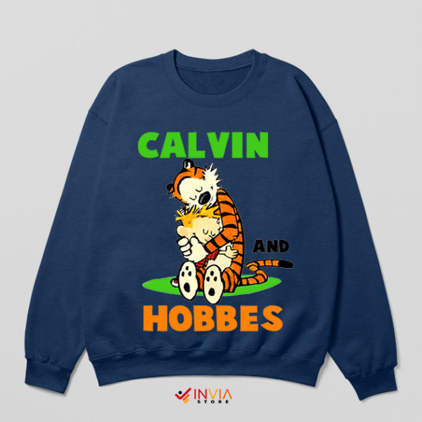 Comic Strip Art Calvin Hobbes Navy Sweatshirt