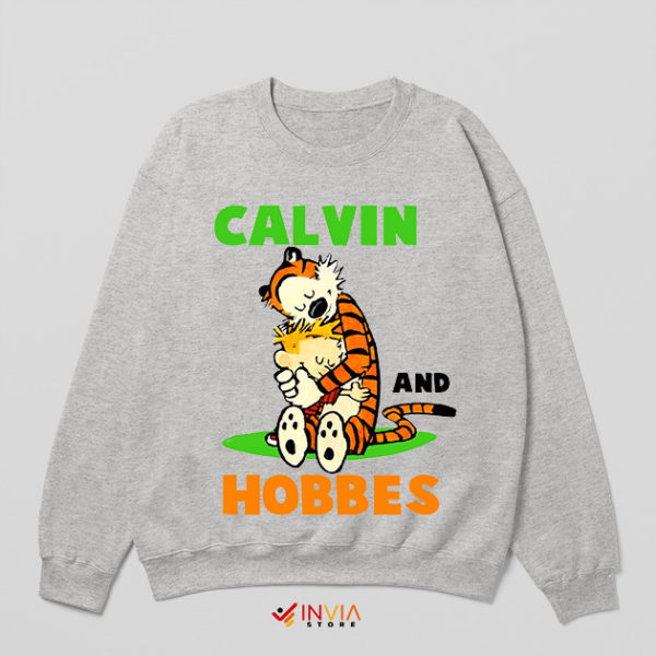 Comic Strip Art Calvin Hobbes Sport Grey Sweatshirt