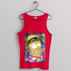 Crazy Homer Simpson Head Illustration Red Tank Top