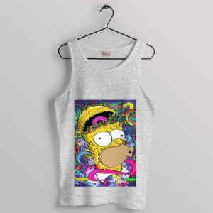 Crazy Homer Simpson Head Illustration Sport Grey Tank Top