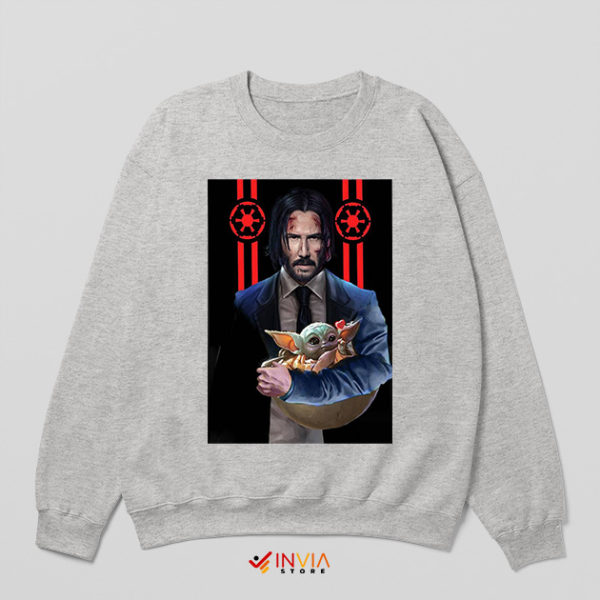 Cute Grogu John Wick Chapter 4 Sport Grey Sweatshirt