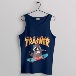 Funny Apparel Trash Animals Skate Navy Tank Top