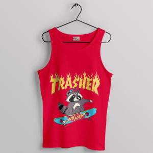 Funny Apparel Trash Animals Skate Red Tank Top