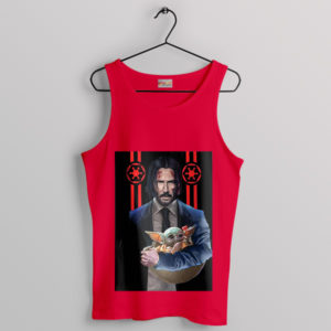 Funny Baby Yoda John Wick Chapter 4 Red Tank Top