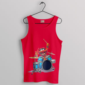 Funny Muppets Animal on the Drums Red Tank Top