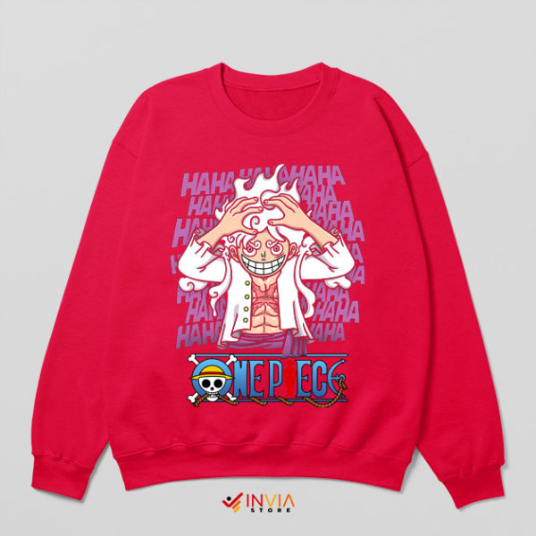 Gear 5 Luffy Joker Smiling Face Red Sweatshirt