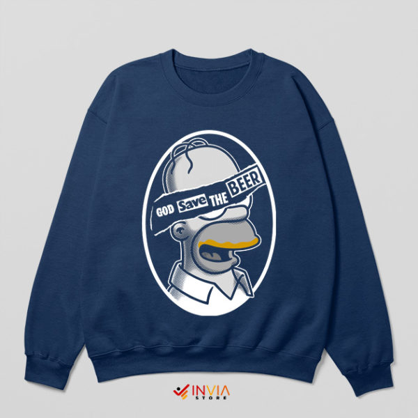 God Save the Beer Meme Homer Navy Sweatshirt