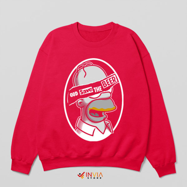 God Save the Beer Meme Homer Red Sweatshirt