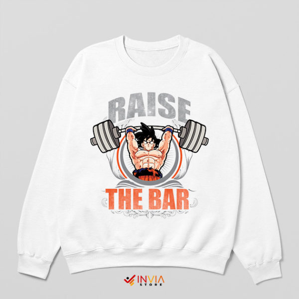 Goku Raise The Bar Insaiyan Workout White Sweatshirt