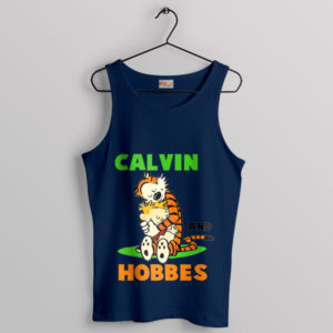 Graphic Popular Calvin Hobbes Navy Tank Top