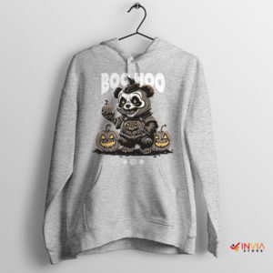 Halloween Town Cute Panda Face Sport Grey Hoodie