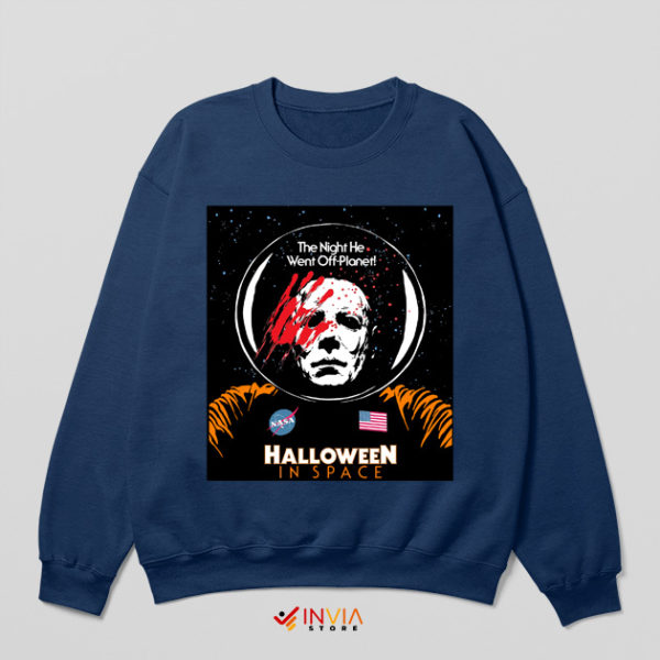 Iconic Horror Michael Myers in NASA Navy Sweatshirt