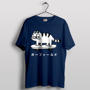 Japanese Garfield Anime Graphic Navy T-Shirt