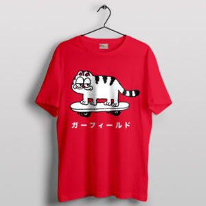 Japanese Garfield Anime Graphic Red T-Shirt