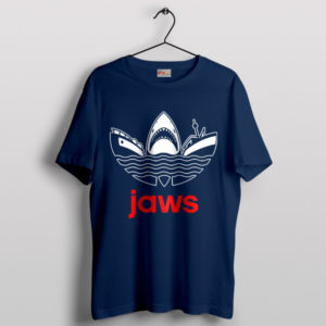 Jaws Shark Movie Adidas Art Navy T-Shirt