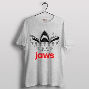 Jaws Shark Movie Adidas Art Sport Grey T-Shirt