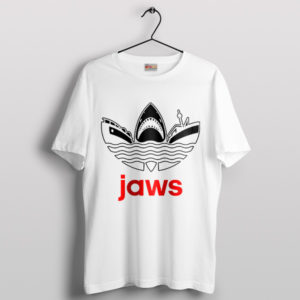 Jaws Shark Movie Adidas Art White T-Shirt