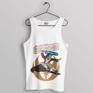 Jesus Obi Wan Kenobi Skateboard White Tank Top