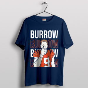 Joe Burrow Cigar Smoke Meme Navy T-Shirt