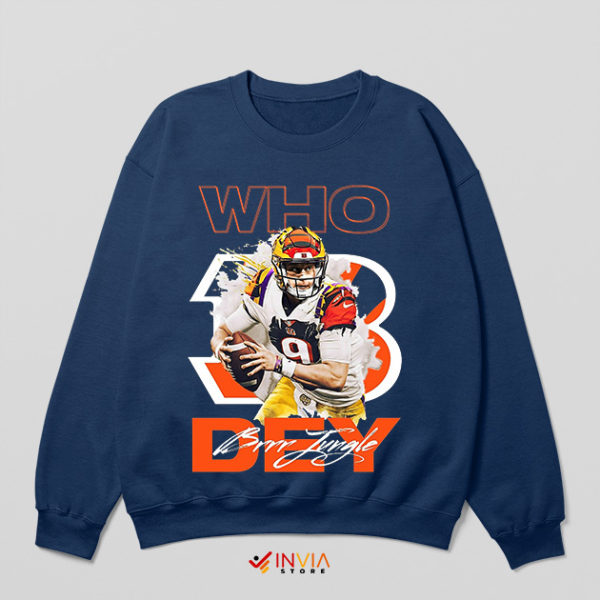 Joe Burrow Origin of Who Dey Navy Sweatshirt